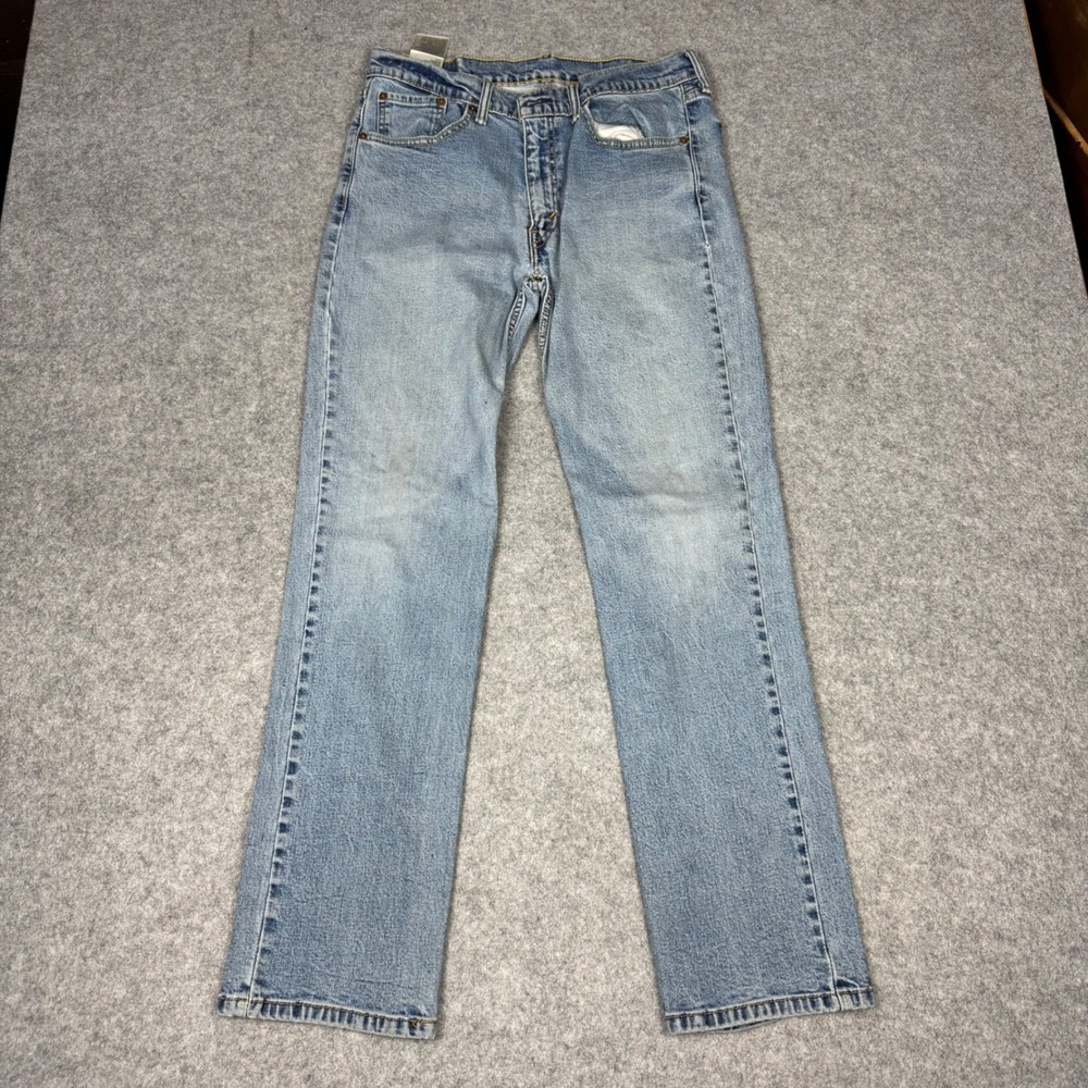Levis 514 Straight Leg Jeans Light Wash Denim Blue W33 L32 Mens Casual Classic